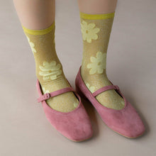  Vintage Glitter Flower Socks