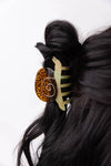 Garden Snail Small Hair Claw in Yellow and Amber Acetate