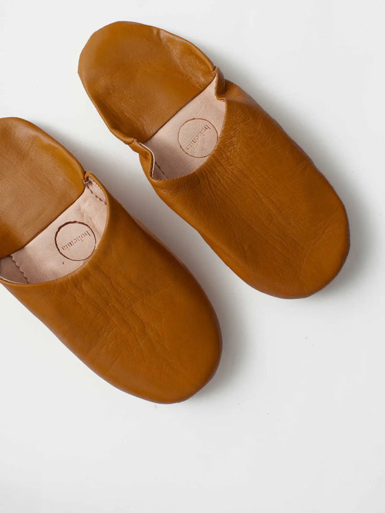 Moroccan Babouche Basic Slippers - Caramel