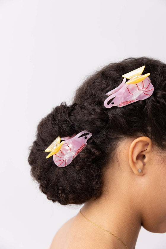 Rhinestone Shrimp Cocktail with Lemon Small Hair Claw Clip