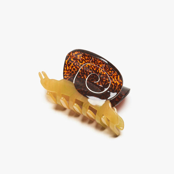 Garden Snail Small Hair Claw in Yellow and Amber Acetate