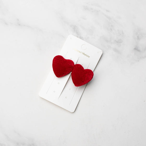 Double Velvet Heart Hair Pin