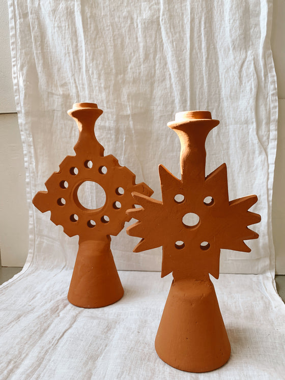 Moroccan Unglazed Terracotta Candle Holder