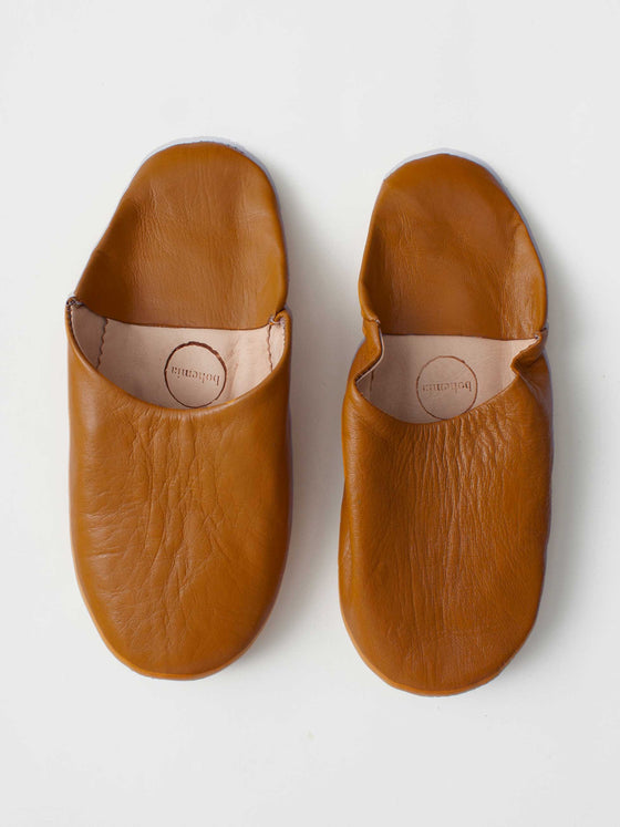 Moroccan Babouche Basic Slippers - Caramel