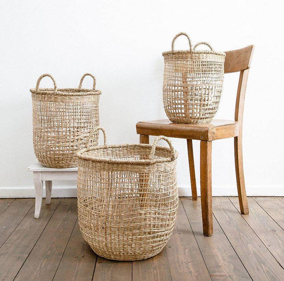 Tall Seagrass Storage Baskets (With Handles)